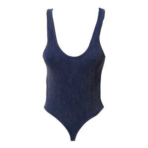 Women’s Blue Ribbed Bodysuit, M